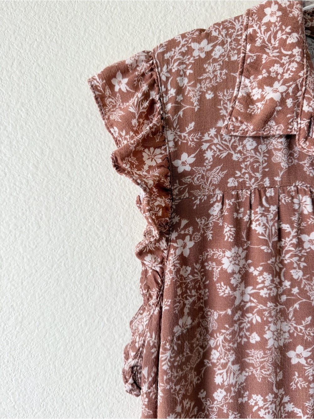 Lucky Brand Boho Floral Tiered Button Front Mini Dress Rayon - Picture 5 of 13